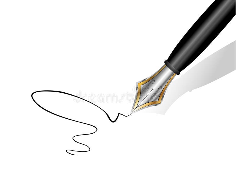 Gold and Iron Fountain pen vector illustration