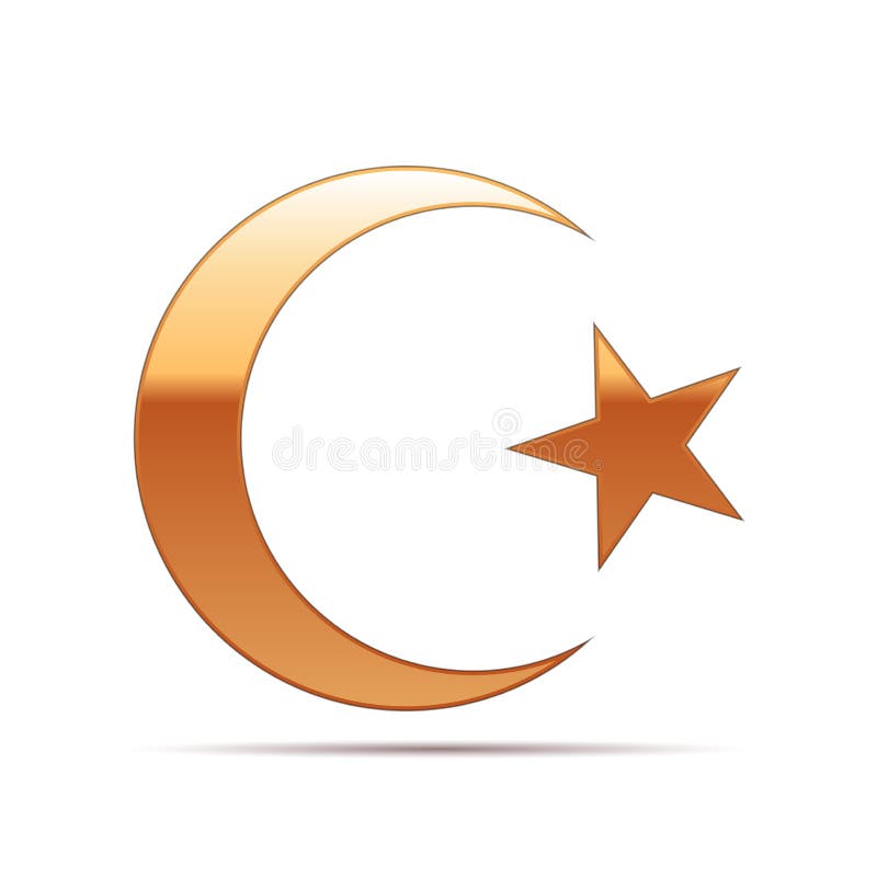 Gold Islam Symbol Icon on Blue Background Stock Vector - Illustration