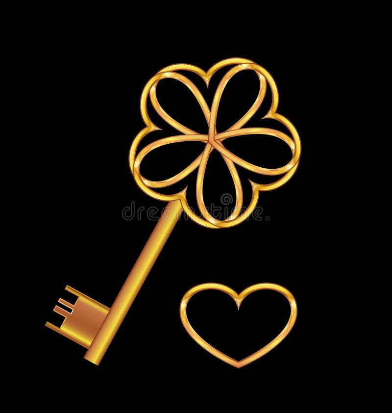 Gold key with gold heart