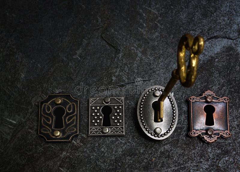 Gold key and locks stock photo. Image of keyhole, vintage 98034678