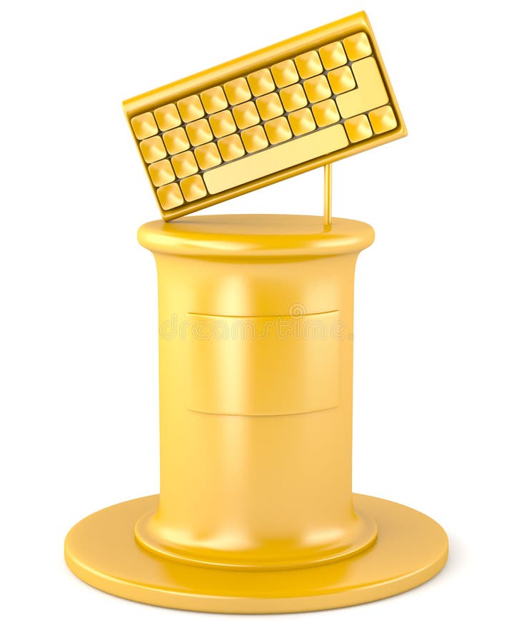 Gold keyboard on pedestal