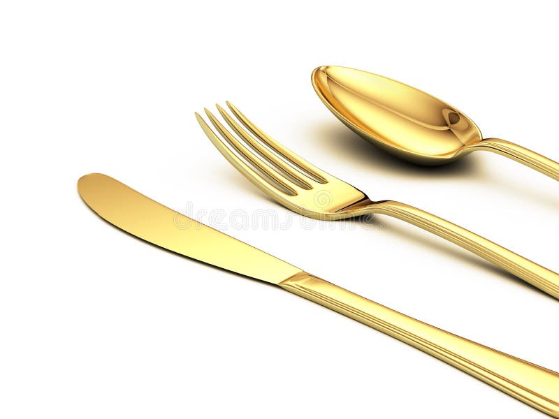 Gold knife, fork, spoon