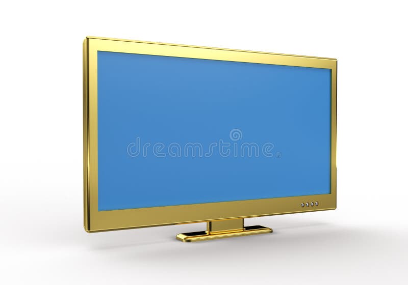 Gold Lcd Tv Monitor On White Royalty Free Stock Photos Image 16129768