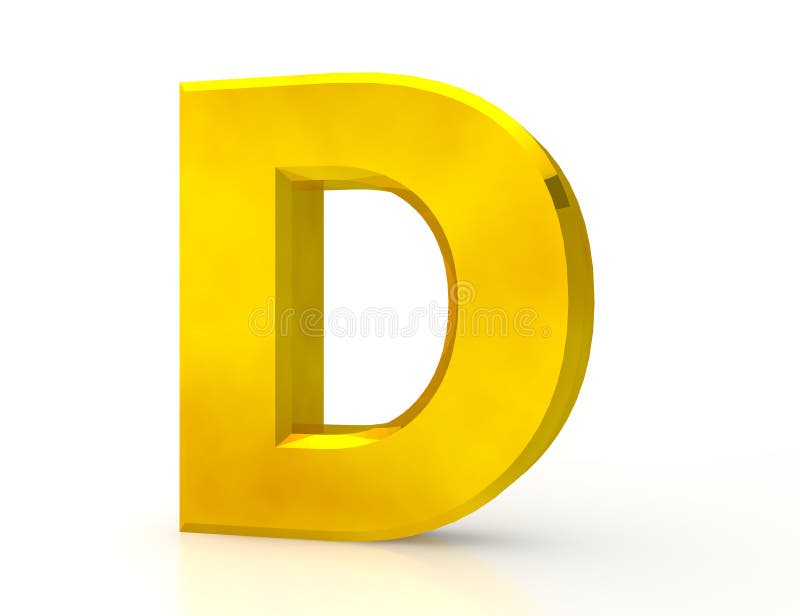 The Gold Letter D Isolated on White Background 3d Rendering Stock ...