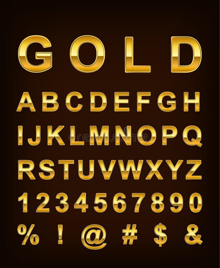 Golden alphabet letters Royalty Free Vector Image
