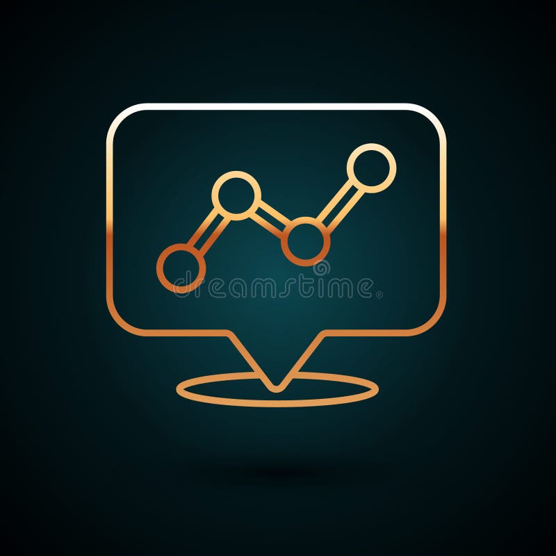 Gold Line Graph, Schedule, Chart, Diagram, Infographic, Pie Graph Icon