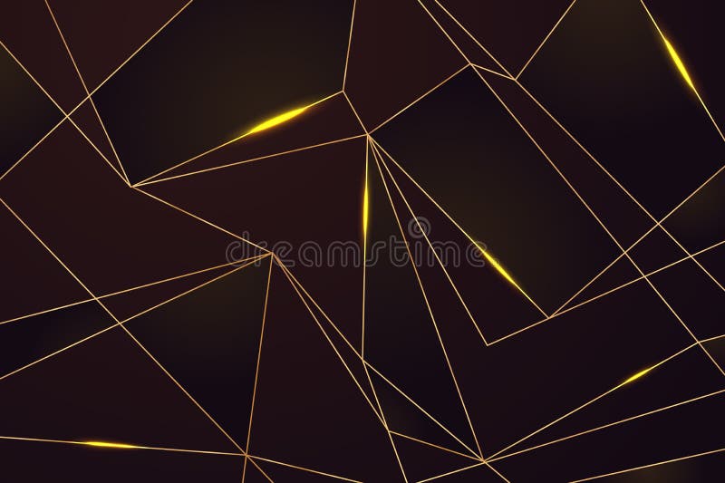 Gold line mosaic background. Golden lines on black, elegant shine polygon pattern design. Luxury geometric triangle dark royalty free illustration
