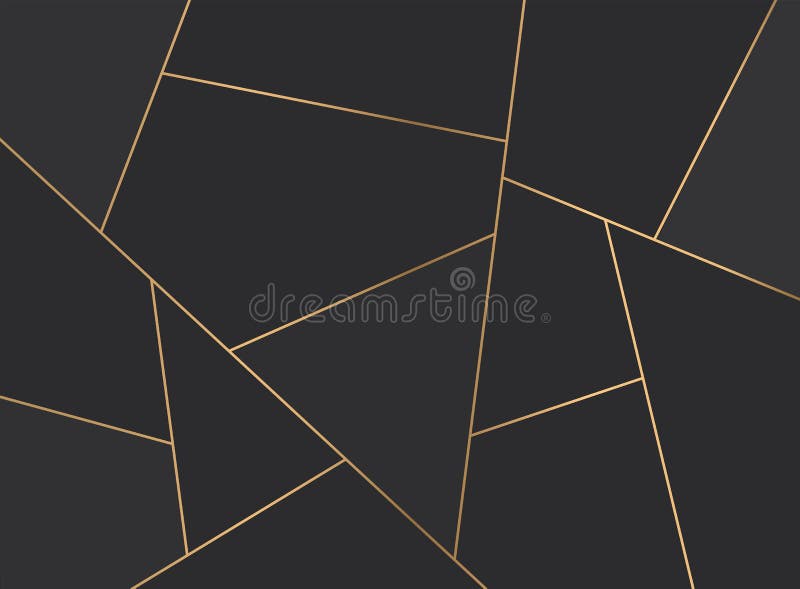 Gold line mosaic background. Triangular pattern black. Luxury style. vector illustration stock illustration