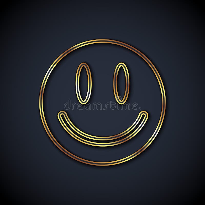Gold Line Smile Face Icon Isolated on Black Background. Smiling Emoticon. Happy  Smiley Chat Symbol Stock Vector - Illustration of design, outline: 211452671