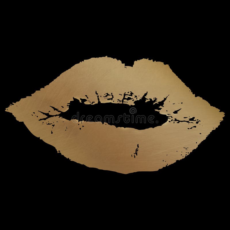 Gold Lips on Black Background Stock Illustration Illustration of glam
