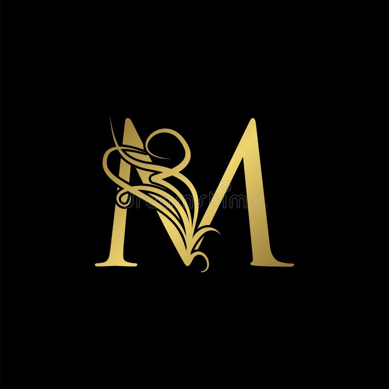 Gold Luxury Initial M Letter Logo Icon Concept Monogram Nature Ornate ...
