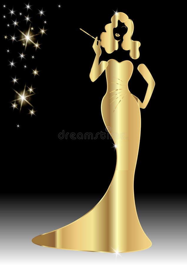 Gold Luxury Silhouette Diva, Shop Logo Fashion. Company Beautiful Cover Girl Retro , Isolated Stock - Illustration of attractive, black: 104013813