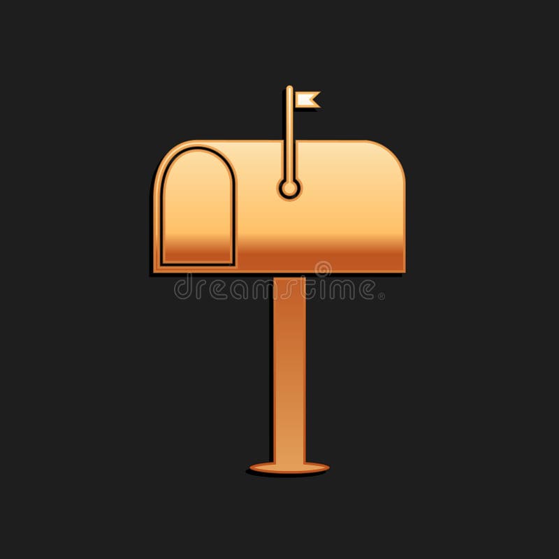 Gold Envelope With Question Mark Icon Isolated On Black Background