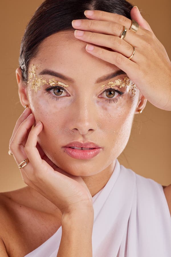 Gold Glitter Flake Black Woman Beauty Makeup Luxury Studio Sparkle