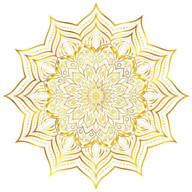 Gold Mandala Pattern on White Background. Stock Vector Illustration
