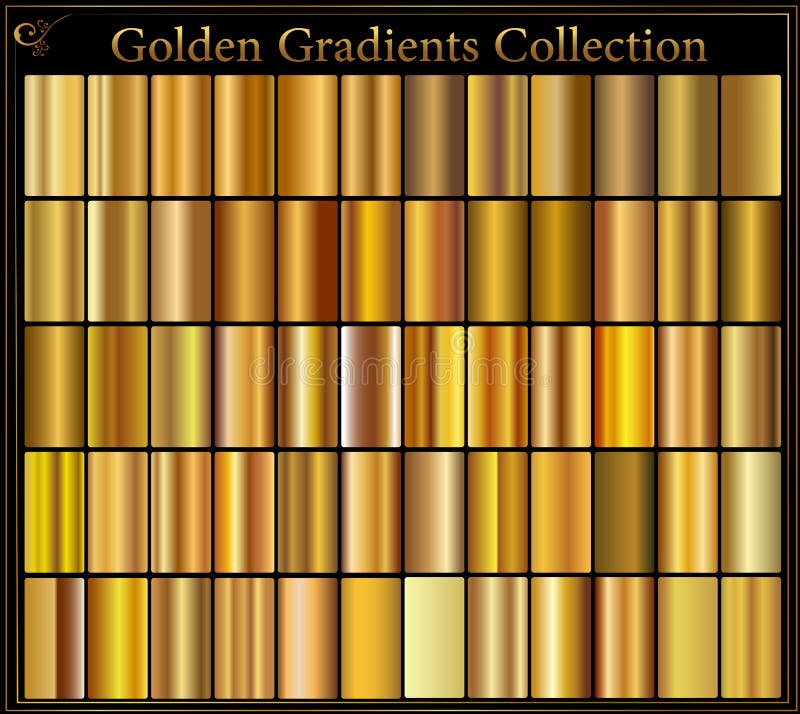 Gold metal gradient scratch texture background set stock illustration