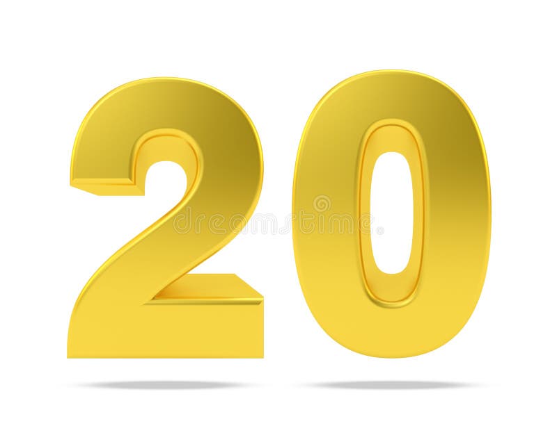 Gold Metal Number 26 Twenty Six Isolated on White Background, 3d