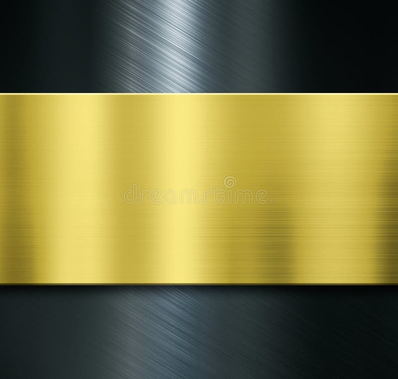 Gold metal plate over black metalic background