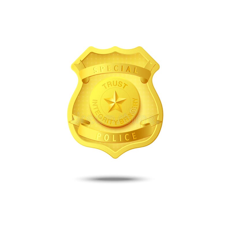 Download Gold Police Badge Icon Isolated On Black Background ...