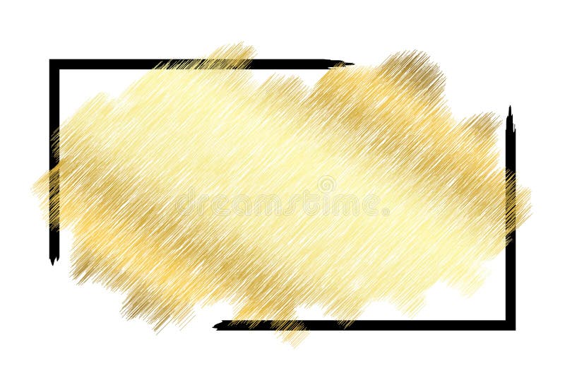 Gold-metall Beschaffenheit, schwarzer Rahmen Goldener lokalisierter weißer Hintergrund der Farbfarbe Anschlag Funkelnfleckentwurf stock abbildung
