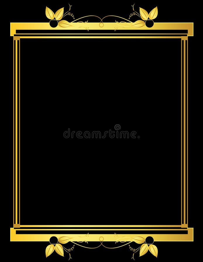 Gold Frame on Black Background Stock Vector Illustration of metallic