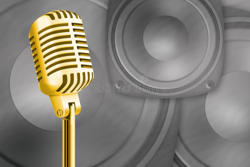 Gold microphone stock illustration