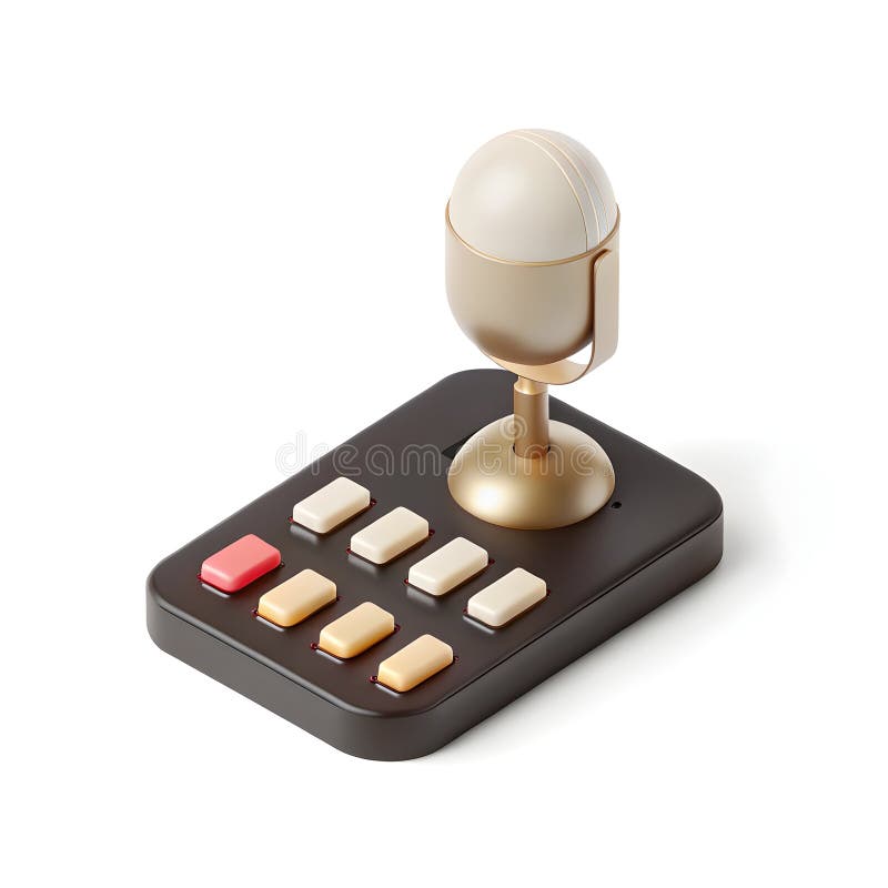 Gold microphone control panel with colorful buttons royalty free illustration