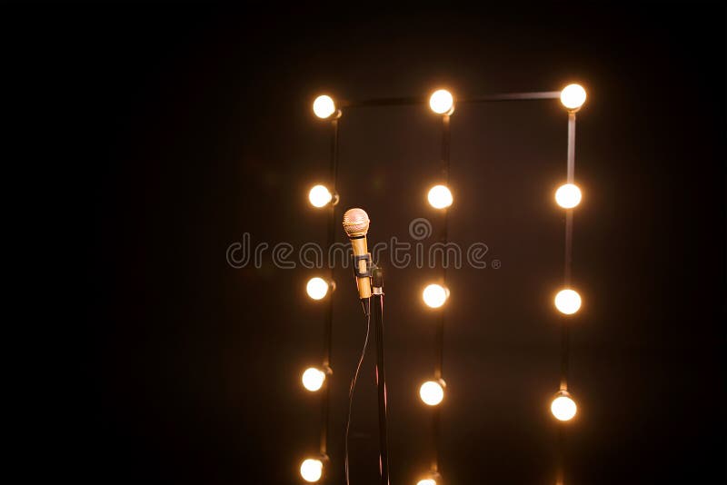 Gold Microphone on Microphone Stand Stock Photo Image of electric