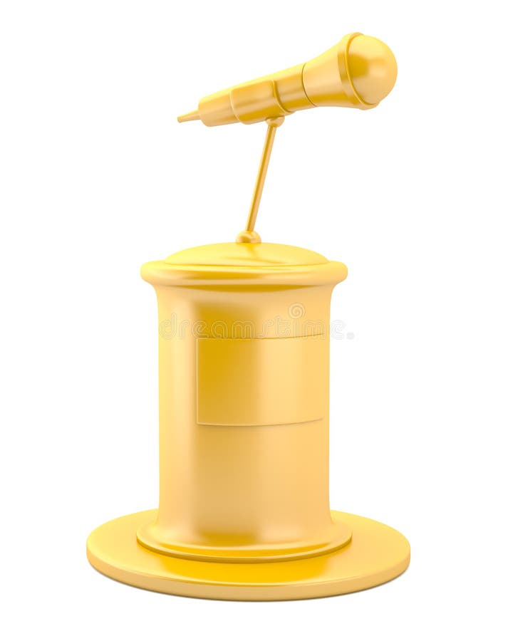 Gold microphone on pedestal stock illustration