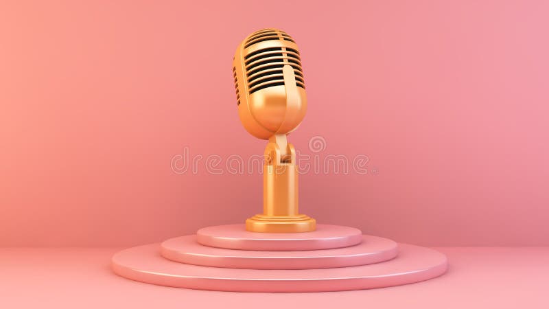 Gold microphone vector illustration