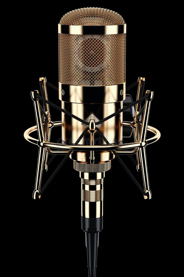 Gold microphone studio royalty free illustration