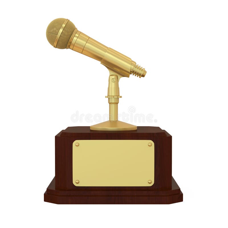 Gold Microphone Trophy Isolated stock illustration