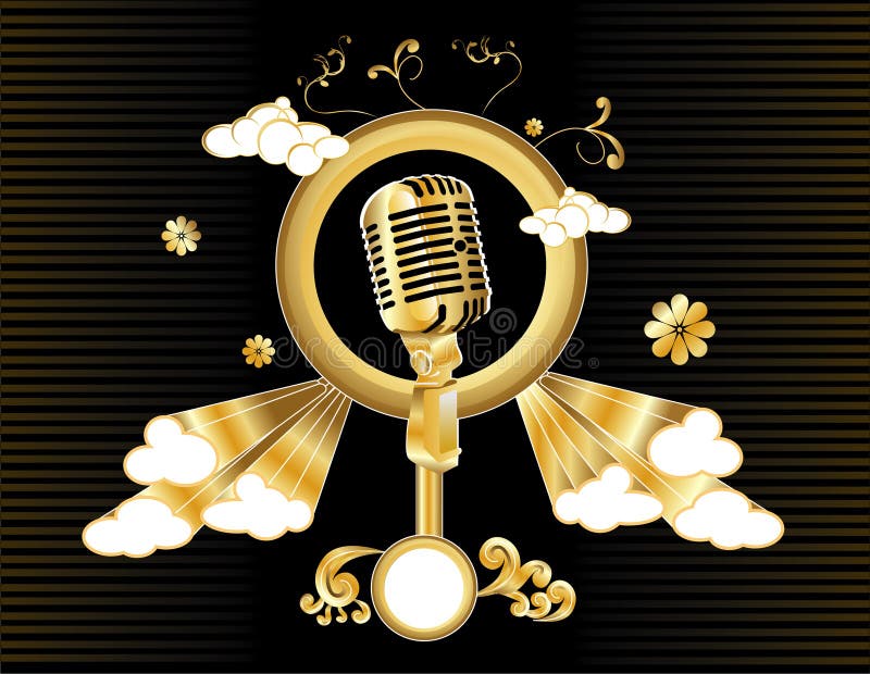 Gold microphone vector royalty free illustration