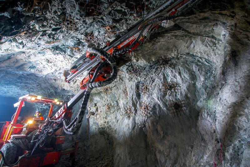 Gold mining underground inside a tunnel. russia