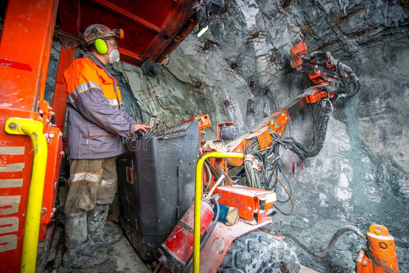 Gold mining underground inside a tunnel. russia