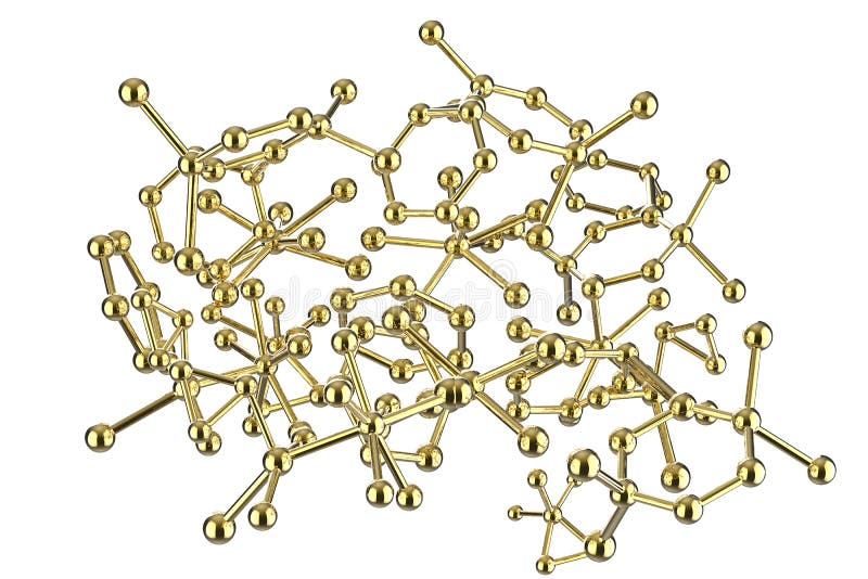 Gold molecule structure stock illustration. Illustration of white