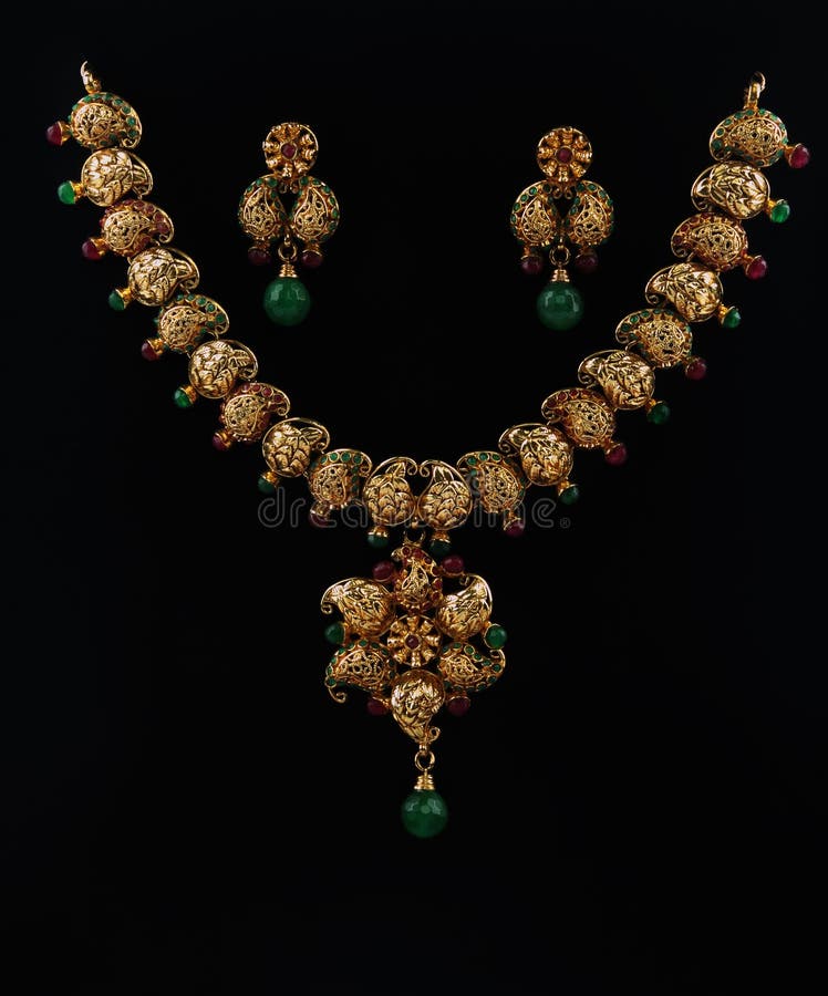 Gold Necklace with Earrings Stock Photo Image of drop, elegant 46794188