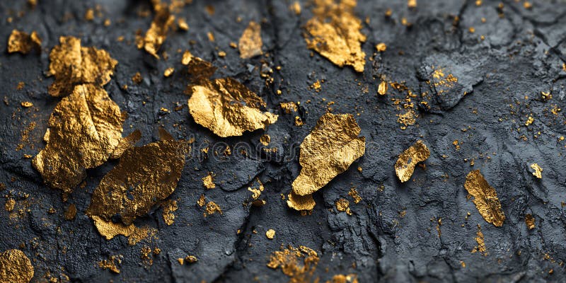 Gold Nuggets in Dark Rock A CloseUp Texture stock illustration