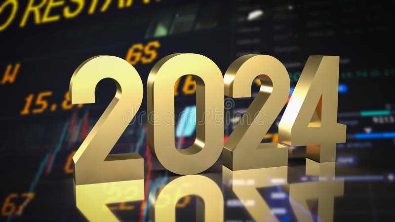 The Gold Number 2024 For New Year Concept 3d Rendering Stock