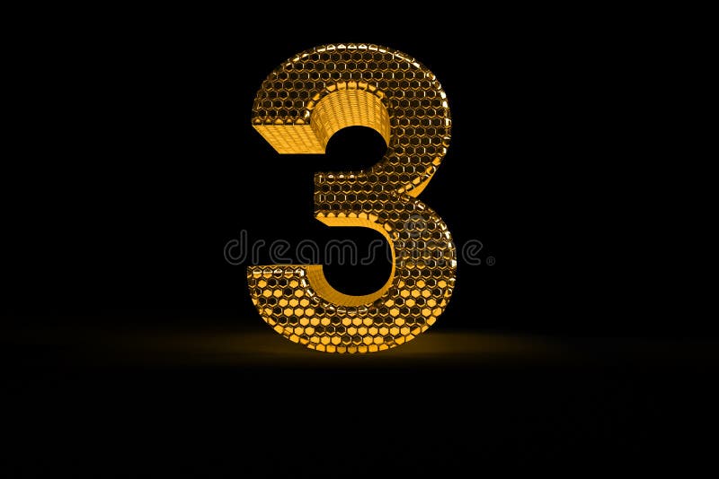 Number 3 Three with Student Cap on Isolated Background in Purple