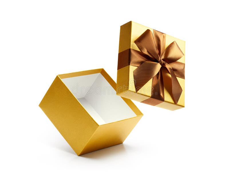 Gold Open Gift Box Isolated Stock Photo Image of open, movement