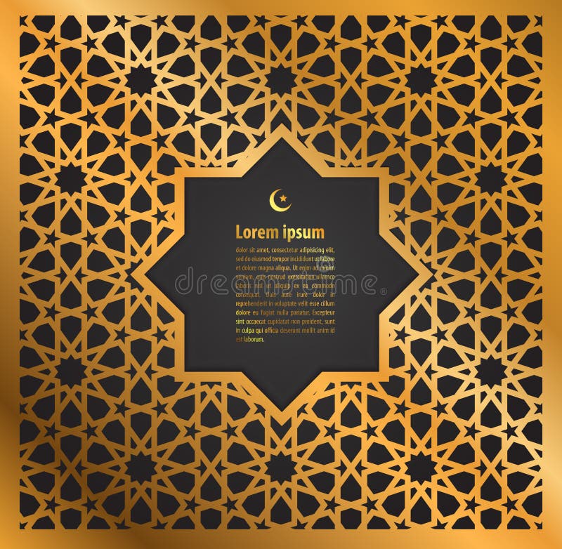 Gold ornament ramadan kareem greeting card