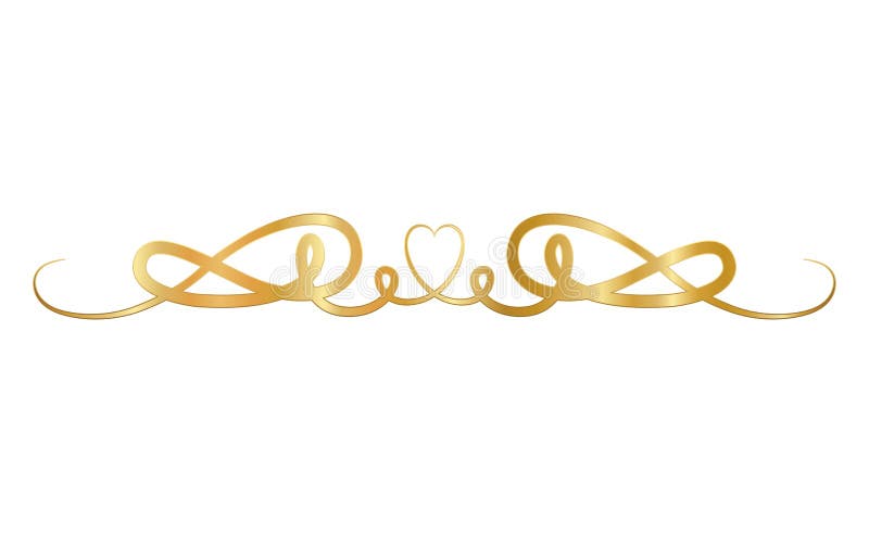 Gold Ornament in Ribbon Shaped with Heart in Center Vector Design Stock ...