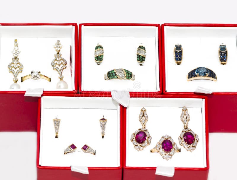 A Lot of Gold Ornaments in Boxes Stock Image Image of expensive