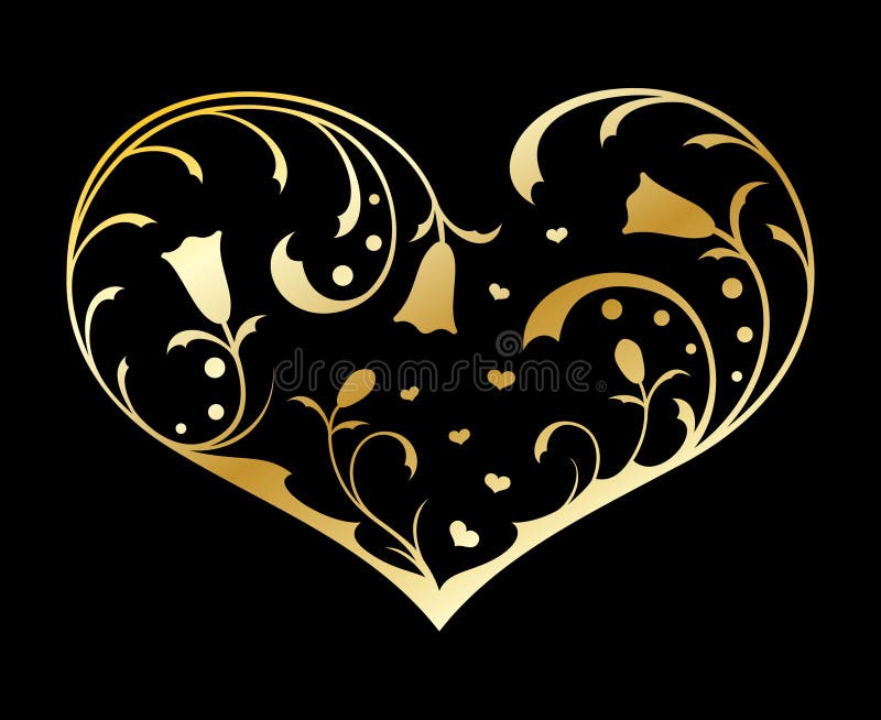 Gold ornate heart