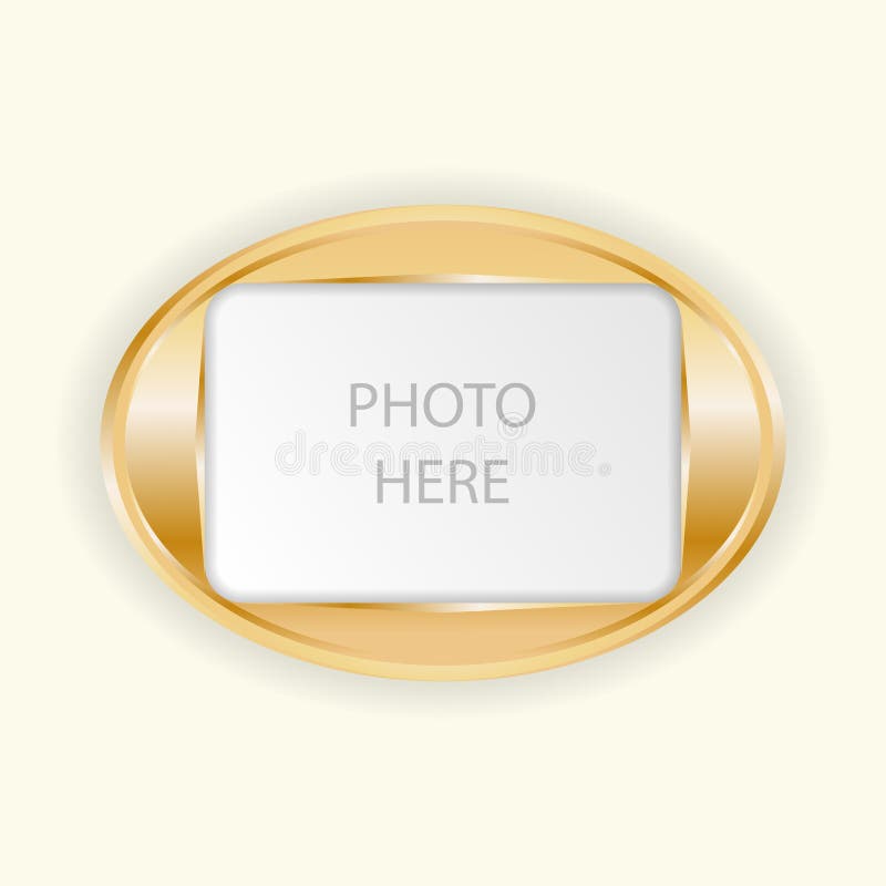 Gold oval frame with square space for photo royalty free illustration