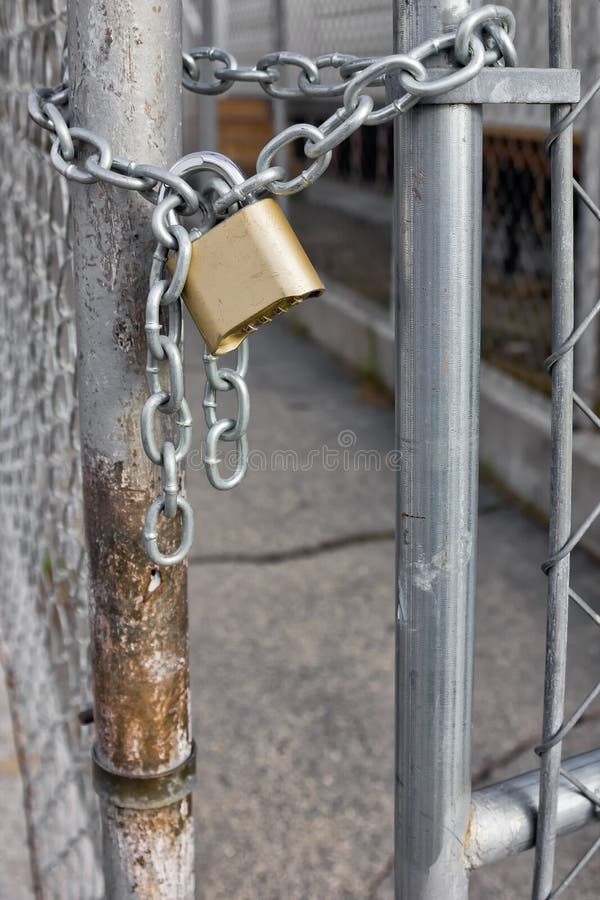 Gold Padlock on Chainlink Fence Stock Image Image of chainlink