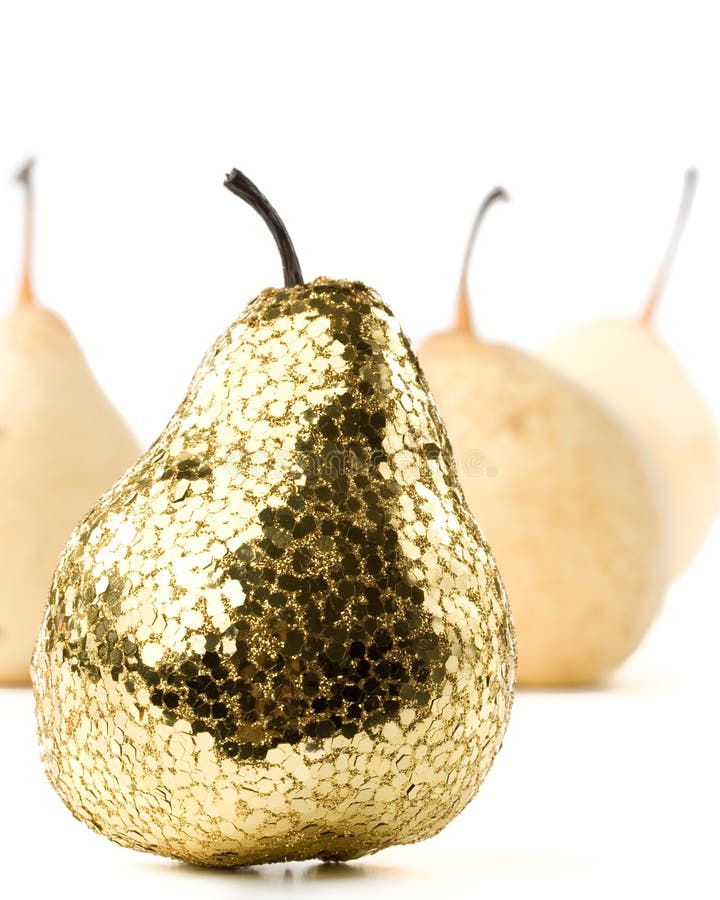 Gold pear stock image. Image of metallic, organic, juicy 7488241
