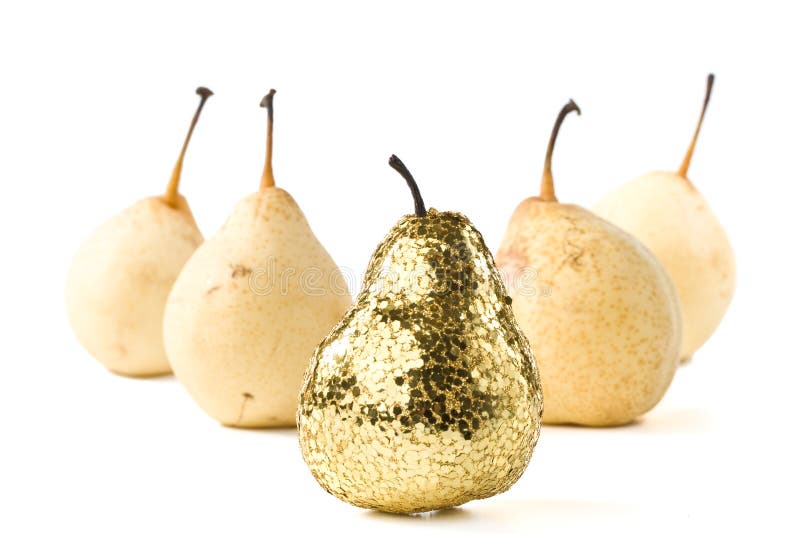 Gold pear stock image. Image of metallic, organic, juicy 7488241