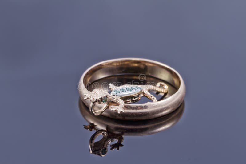 Gold Pendant and Wedding Ring Stock Photo Image of salamander